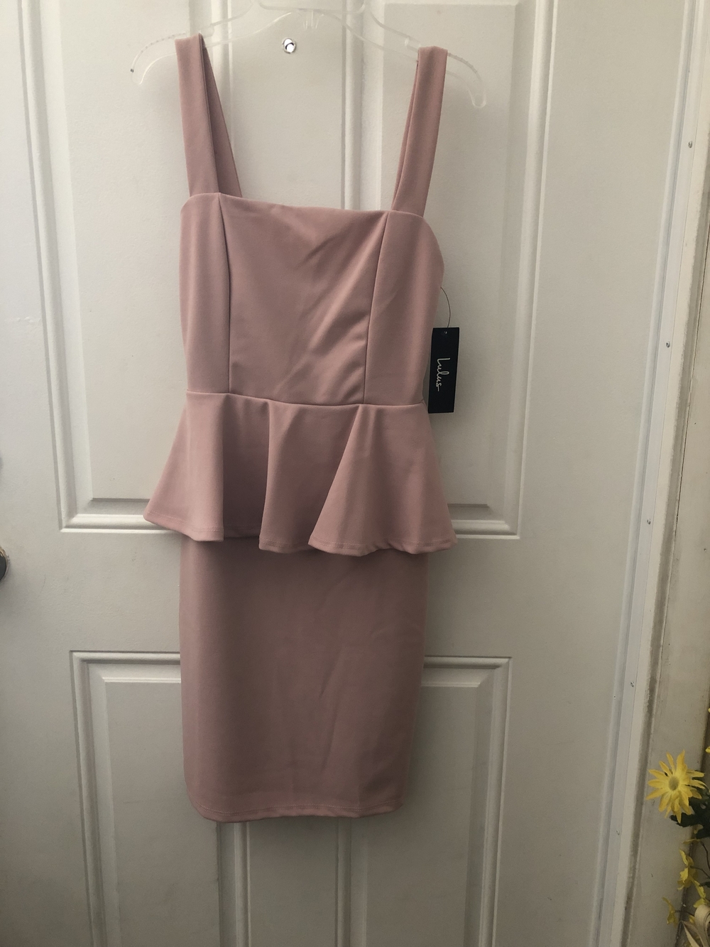 Lulu's Dusty Pink Peplum Midi Dress